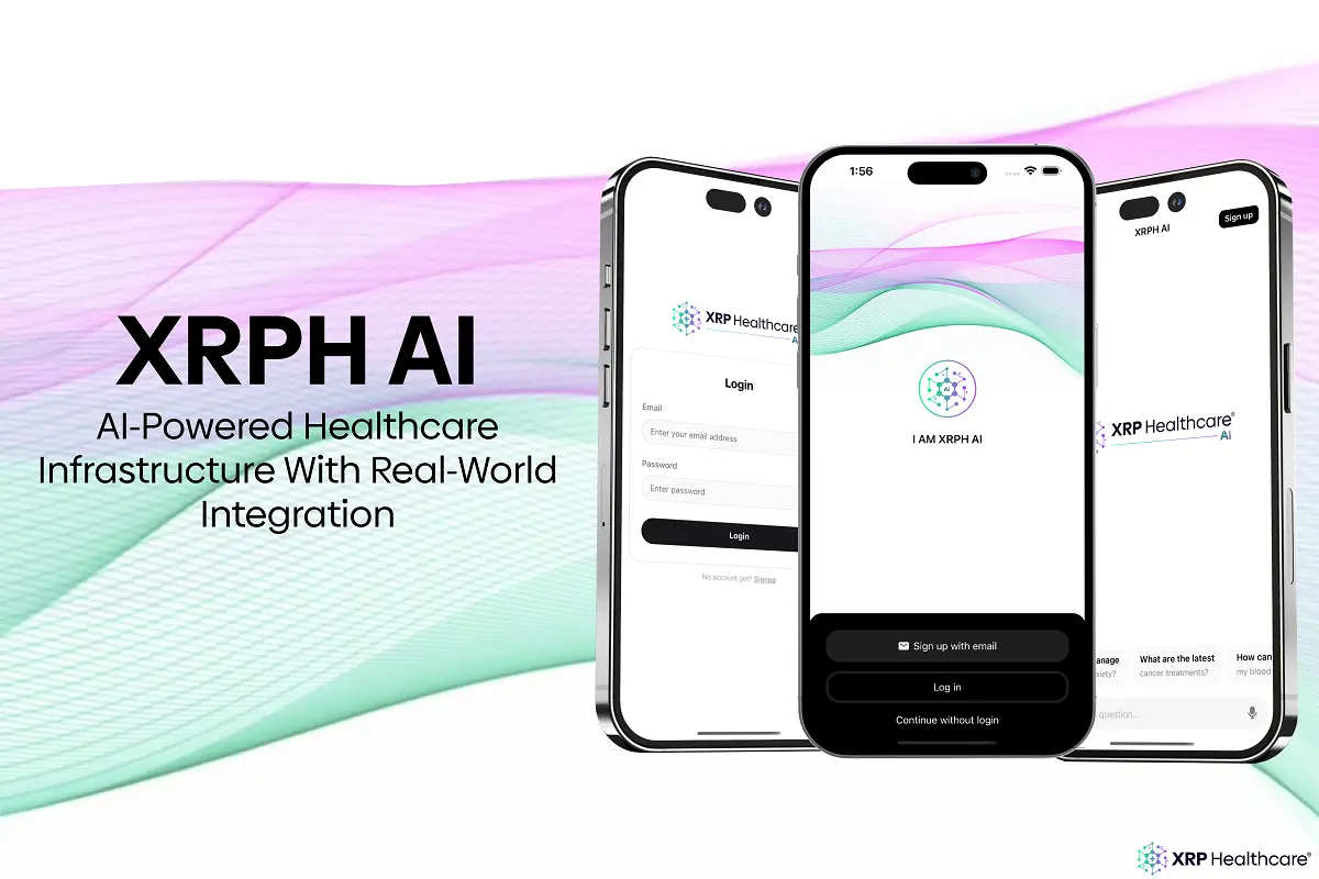 XRPH AI healthcare platform app interface on smartphone