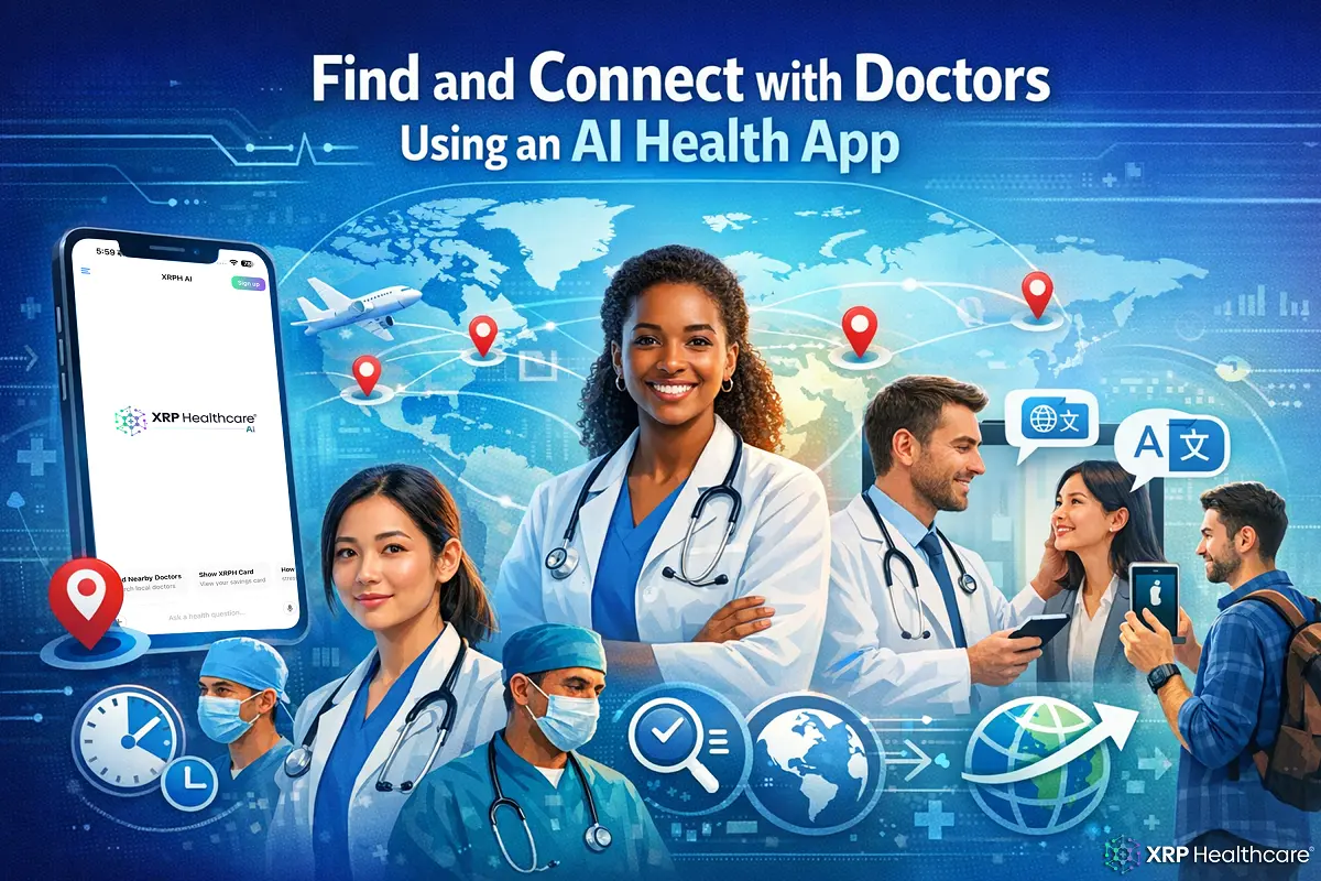 find and connect with doctors using an AI health app with global access and multilingual support